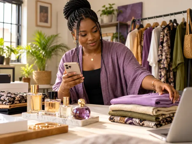Seller preparing products for an online catalogue